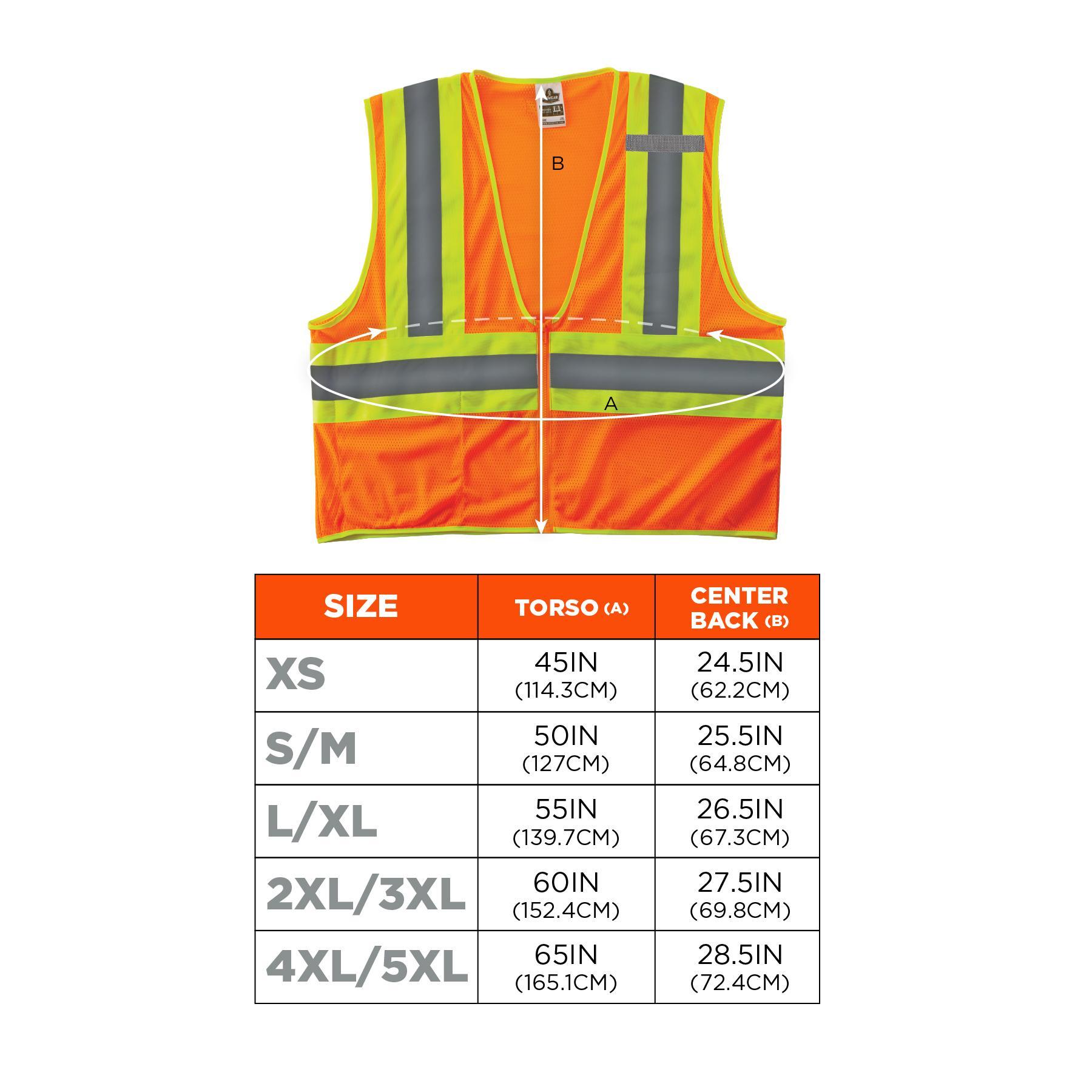 GloWear 21307 8229Z 2-Tone Economy Vest, 2XL/3XL, Orange, Polyester Mesh, Zipper Closure, 1 Pockets, ANSI Class: Class 2, ANSI/ISEA 107-2015 Type R