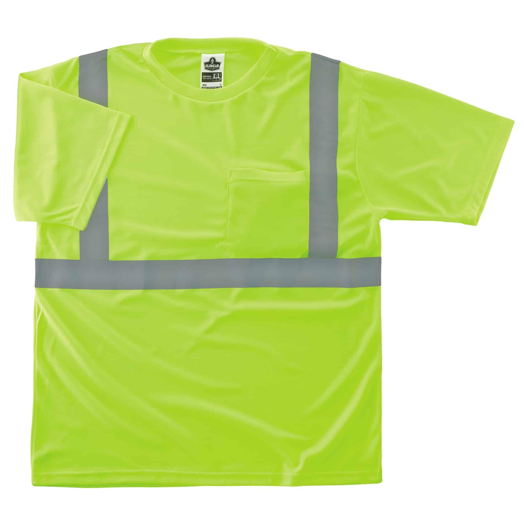 GloWear&reg; 21504 8289 Lightweight T-Shirt, L, Hi-Viz Lime, Bird's Eye Polyester