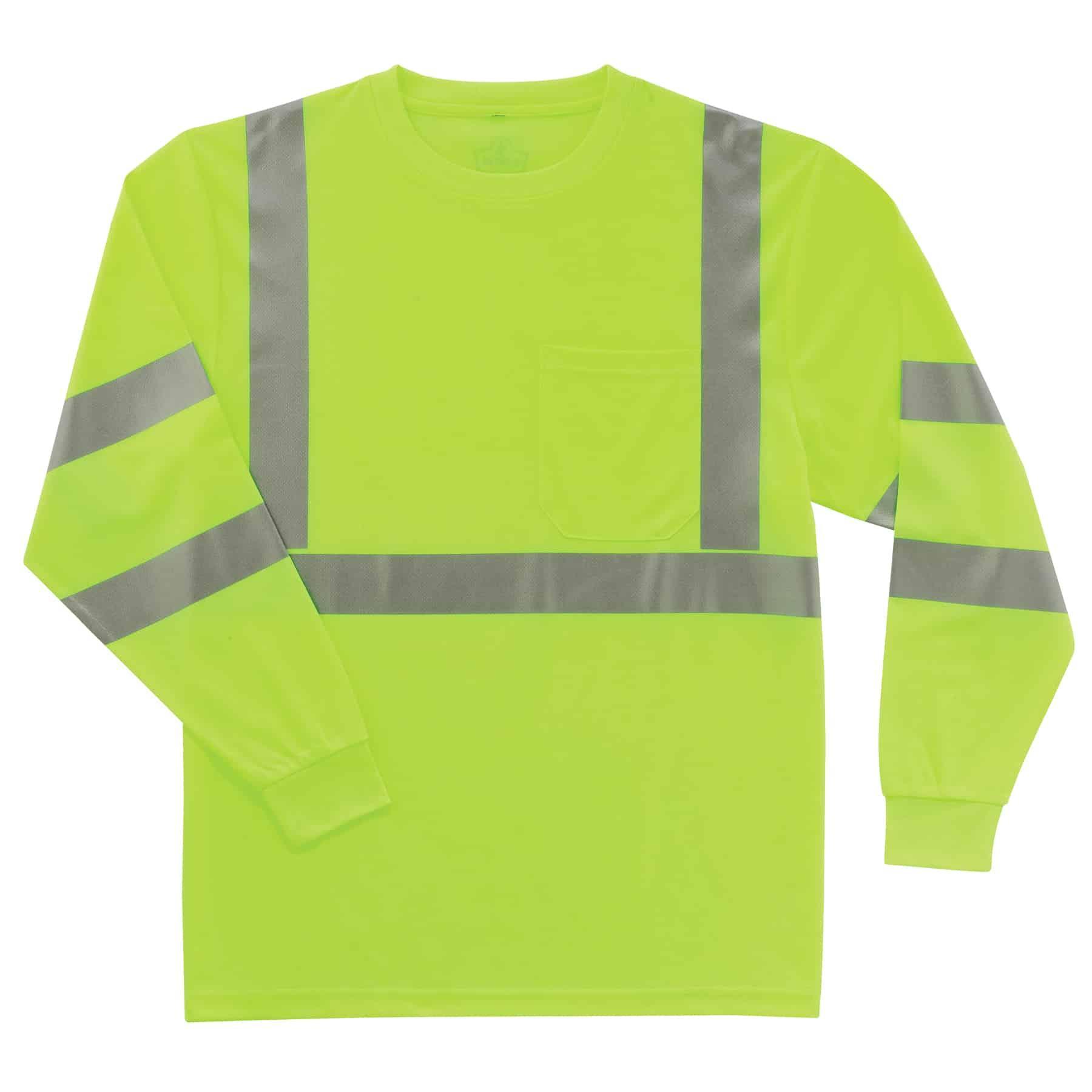GloWear&reg; 21704 8391 Breathable Long Sleeve T-Shirt, Men's, L, Lime, Polyester Knit