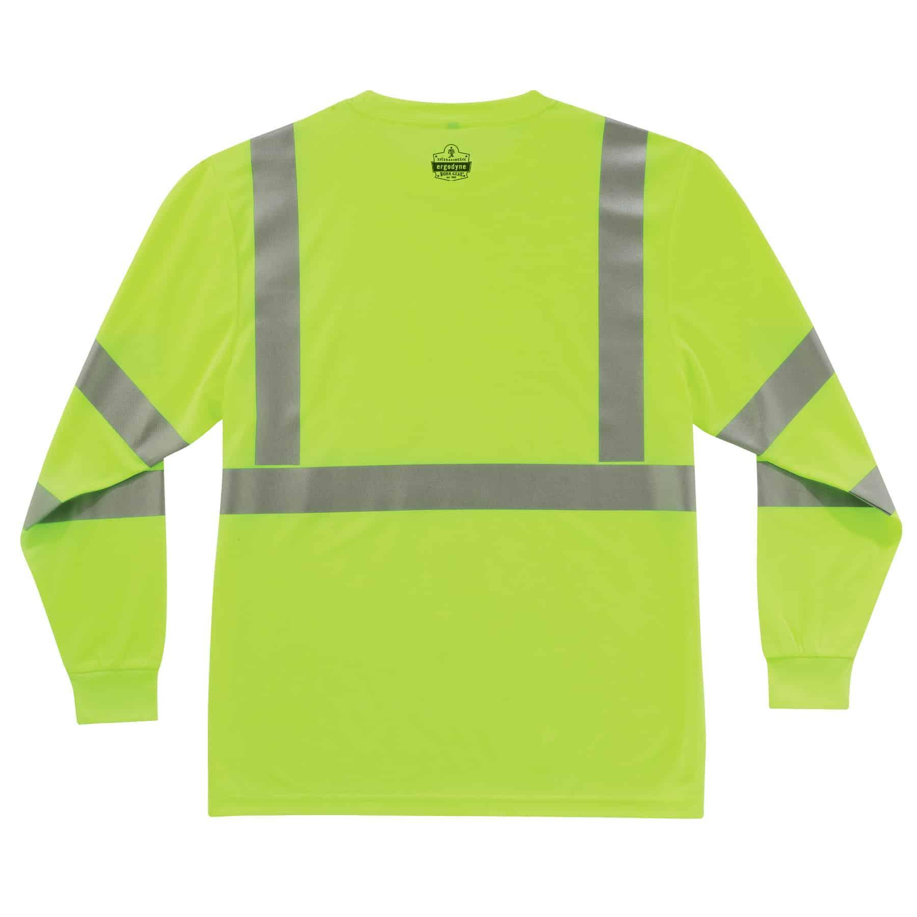 GloWear&reg; 21704 8391 Breathable Long Sleeve T-Shirt, Men's, L, Lime, Polyester Knit