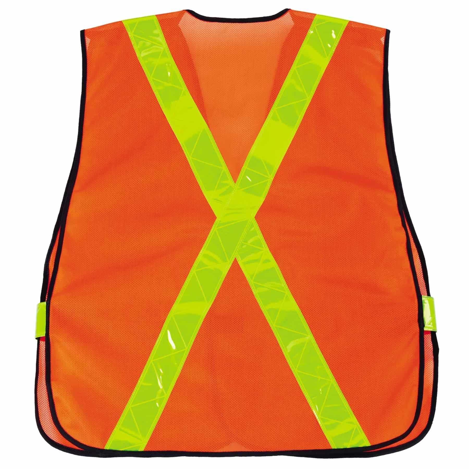 GloWear&reg; 26030 8080BAX Non-Certified X-Back Breakaway Vest, Orange, Polyester Mesh, Hook and Loop Closure, ANSI Class: Class 1