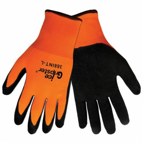 Global Glove 388INT-L Ice Gripster&reg; 388INT Waterproof General Purpose Gloves, Seamless Knit/Straight Thumb Style, L, Rubber Palm, Nylon/Rubber, Black/Orange, Resists: Water, Unlined Lining