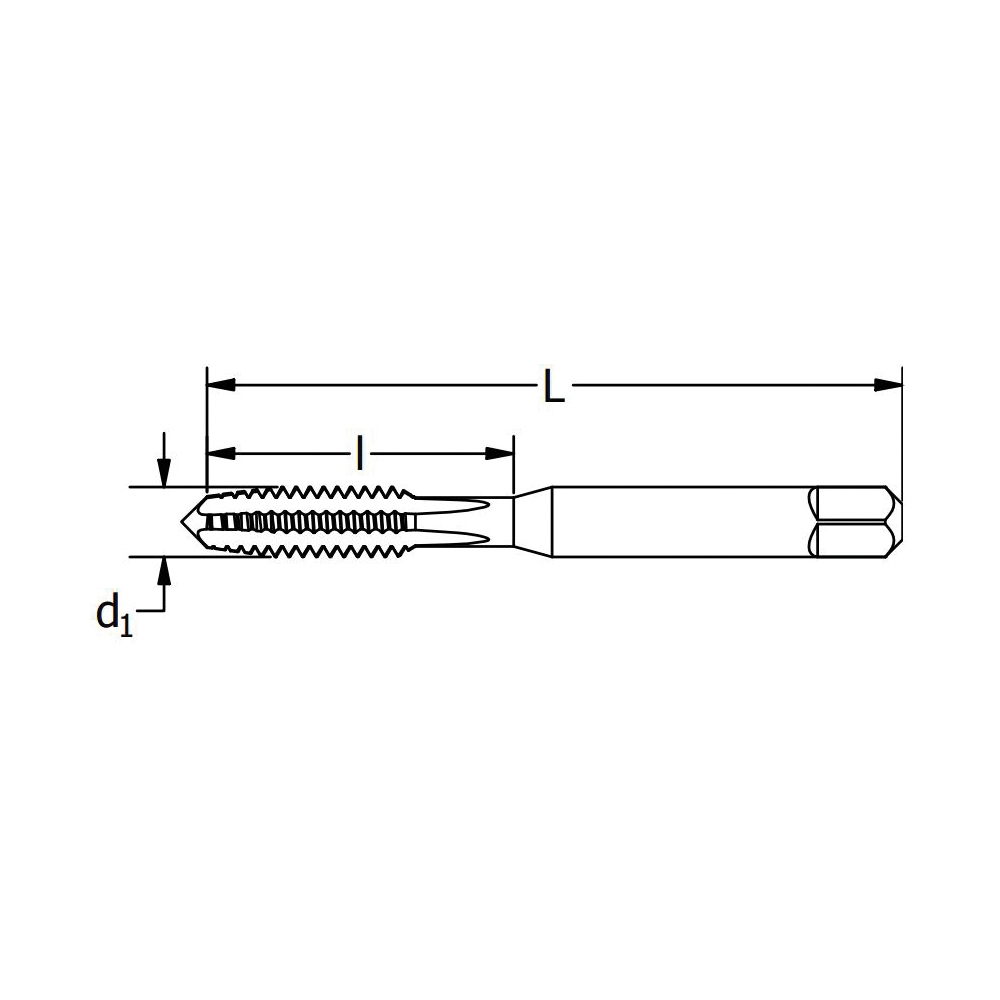 Greenfield Threading 313044 HTGPL General Purpose Straight Flute Hand Tap, Left Hand Cutting, #8-32 Thread, H2 Thread Limit, Plug Chamfer, 4 Flutes, Bright, HSS