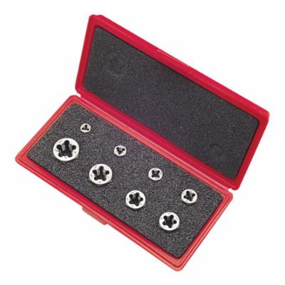 Greenfield Threading 403512 377 Hexagonal Standard Die Set, 8 Pieces, 1/4-20 to 3/4-10, UNC Thread, Carbon Steel, Bright