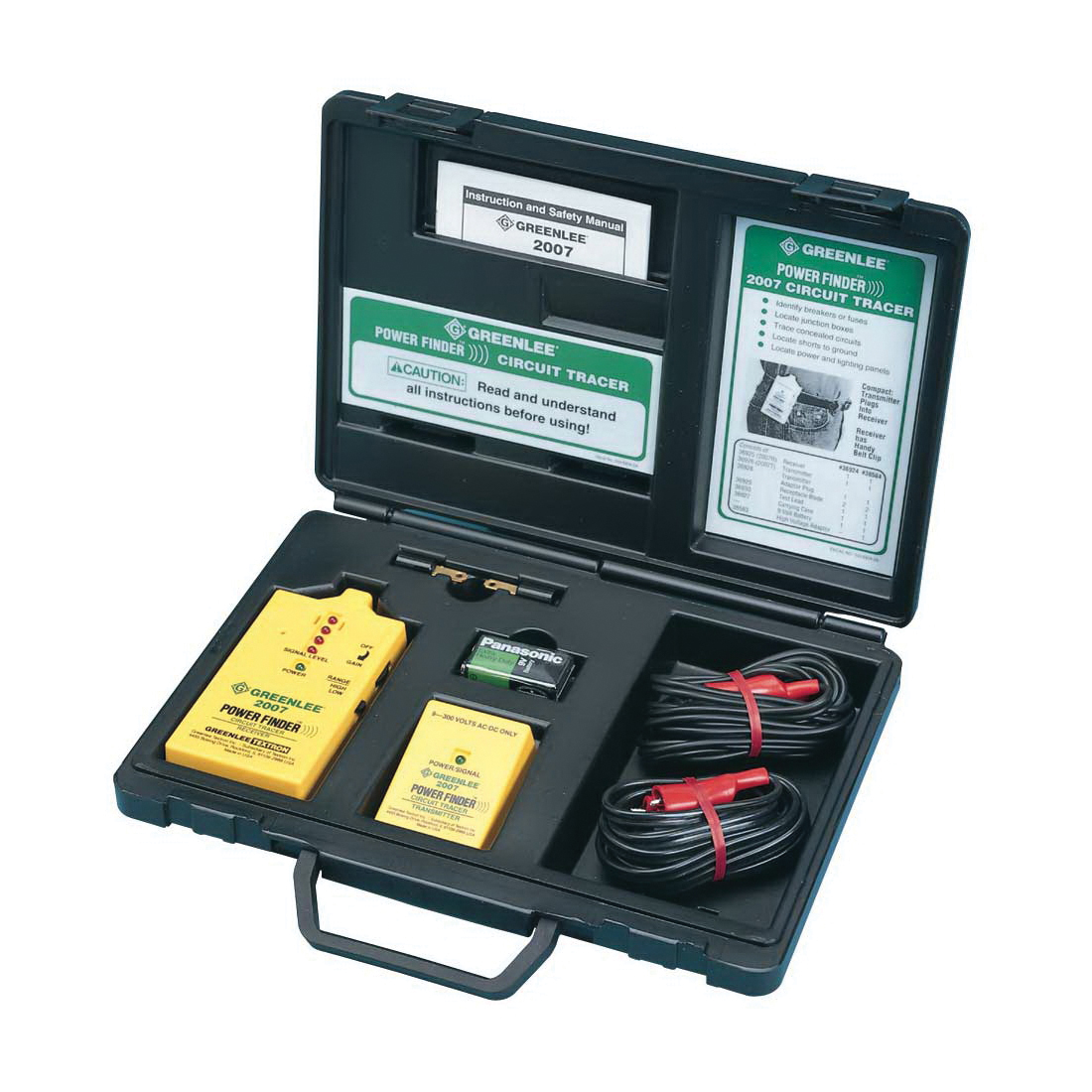Greenlee&reg; Power Finder&trade; 2007 Closed Circuit Tracer Kit, 6.5 km Measuring, 9 V DC Battery