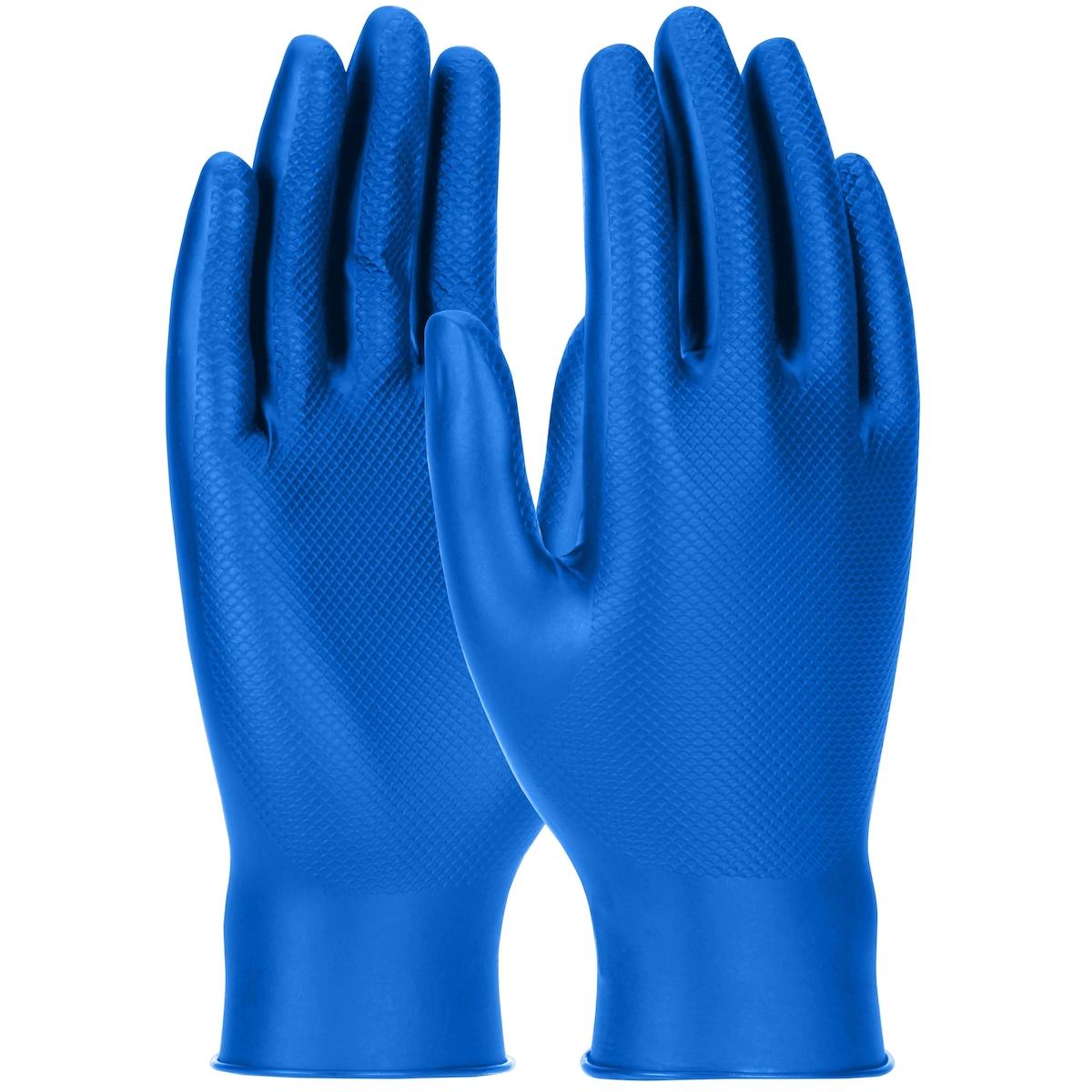 Grippaz&reg; 67-308/4XL 67-308 Disposable Gloves, 4XL, Blue, 12 in L, Powder-Free, Textured Fish Scale Grip, 8 mil THK, Application Type: Superior Grade, Ambidextrous Hand