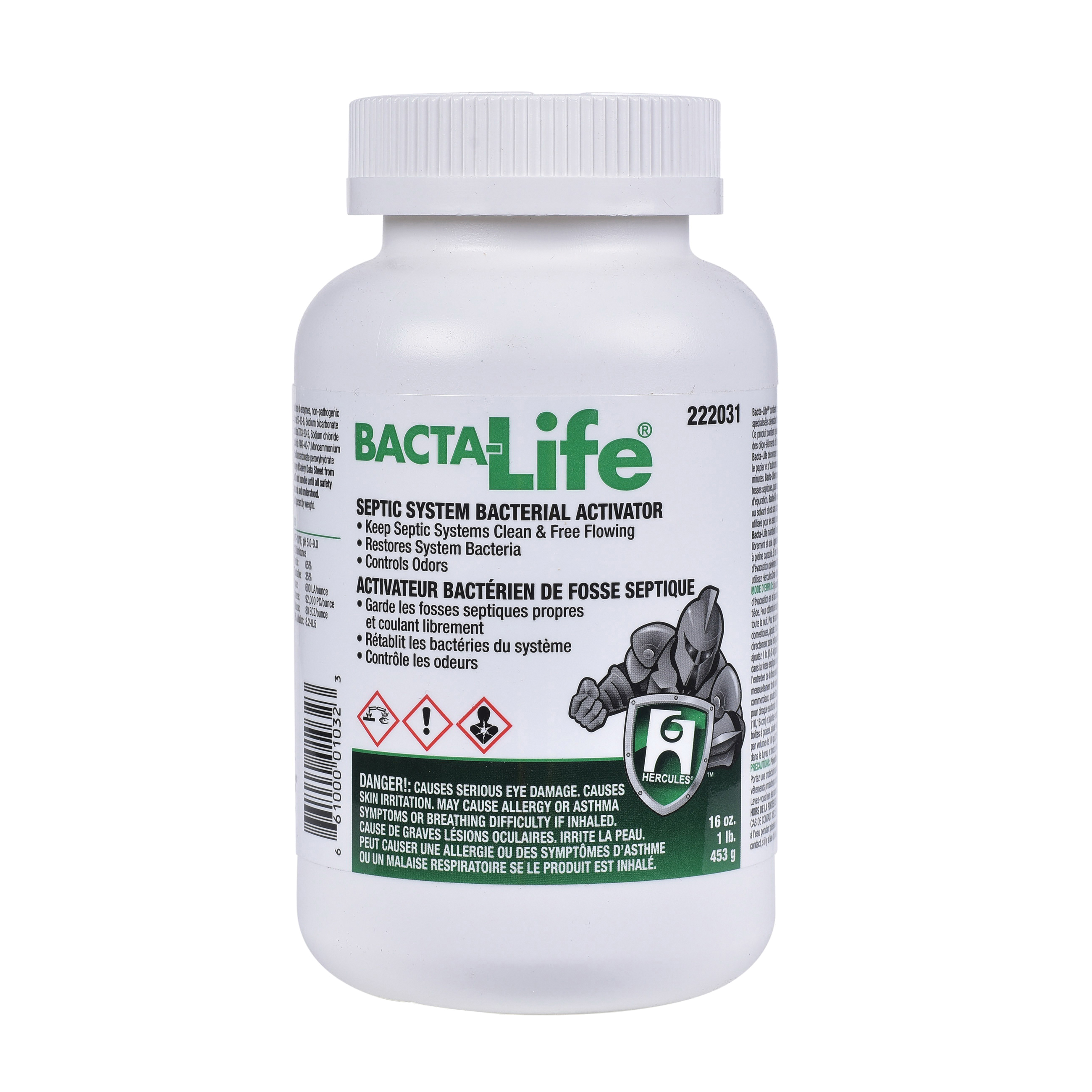 Hercules® Bacta-Life® 222031 Drain Opener, 1 lb, Tan, Solid/Powder Form