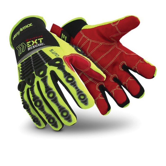 HexArmor&reg; 4014-L (9) EXT Rescue&reg; 4014 High Dexterity Extrication Gloves, L, SuperFabric&reg;/Neoprene, Hi-Viz Yellow/Black/Red, Slip-On Cuff, Resists: Abrasion, Cut and Puncture