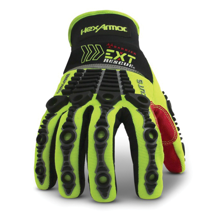 HexArmor&reg; 4014-L (9) EXT Rescue&reg; 4014 High Dexterity Extrication Gloves, L, SuperFabric&reg;/Neoprene, Hi-Viz Yellow/Black/Red, Slip-On Cuff, Resists: Abrasion, Cut and Puncture