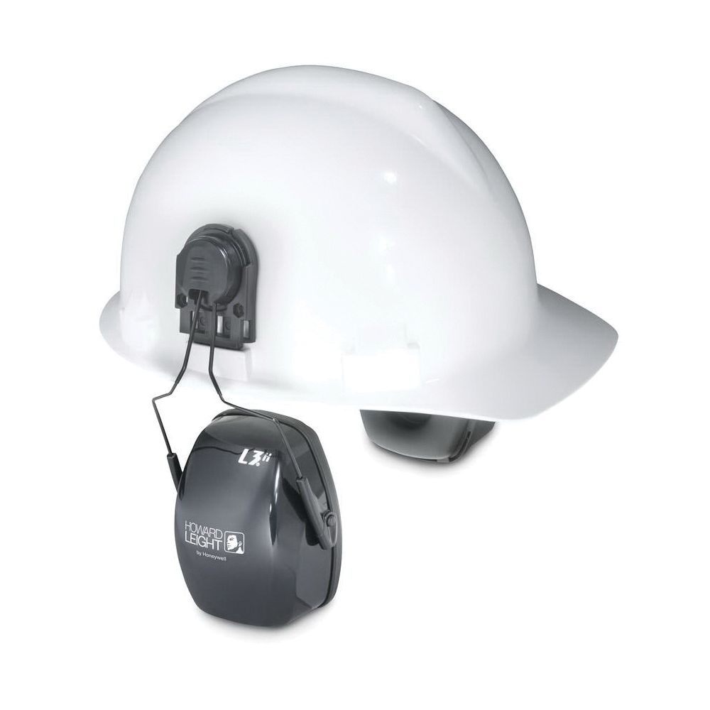 Howard Leight by Honeywell 1011991 Leightning&reg; L1H Hard Hat Earmuffs With Hard Hats Adapter, 23 dB Noise Reduction, Gray, ANSI S3.19-1974