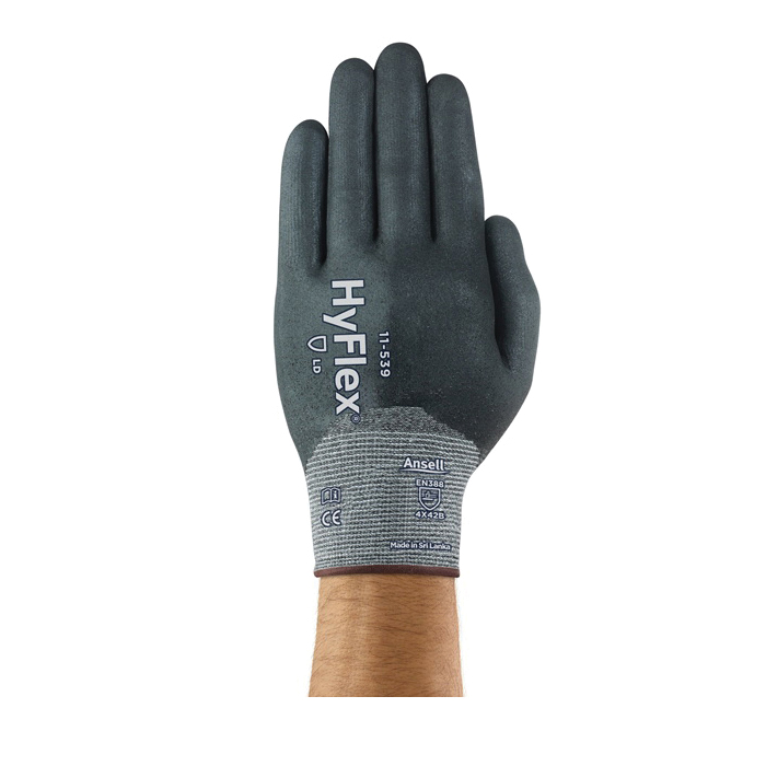 HyFlex&reg; 11539060 11-539 Light Duty Cut-Resistant Gloves, XS, Foam Nitrile Coating, Intercept&trade;, Knit Wrist Cuff, Resists: Abrasion, Cut, Puncture and Tear, ANSI Cut-Resistance Level: A2