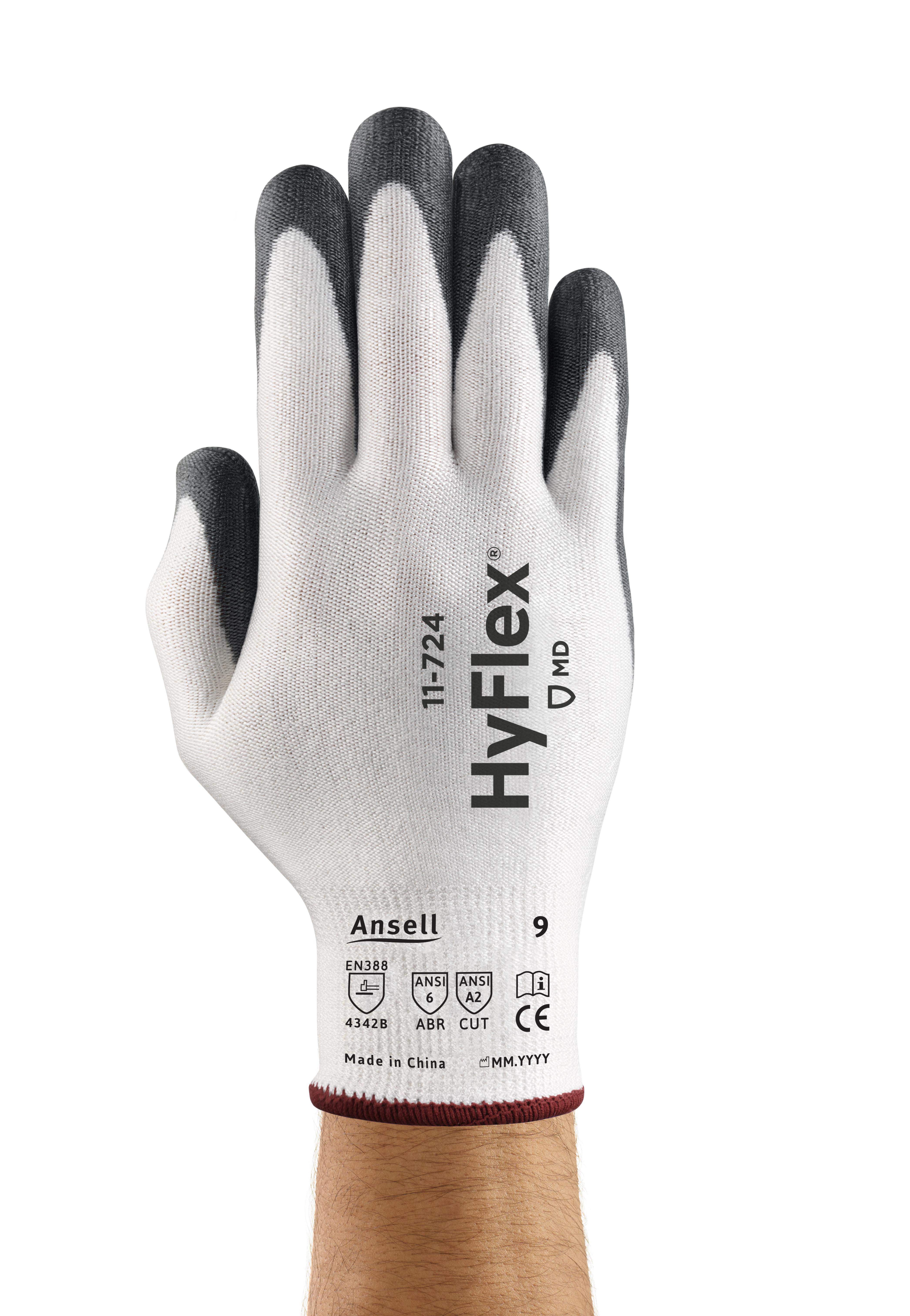 HyFlex&reg; 11724050 11724 Flexible Gloves, 5, Knit Wrist Cuff, Resists: Cut, ANSI Cut-Resistance Level: A2, ANSI Puncture-Resistance Level: 6