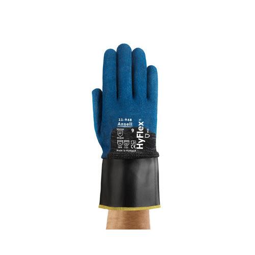 HyFlex&reg; 11948090 11-948 Silicone-Free Industrial Gloves, 9, Polyurethane/Nitrile Coating, Safety Cuff, Resists: Abrasion/Cut/Oil, ANSI Cut-Resistance Level: A5, ANSI Puncture-Resistance Level: 4