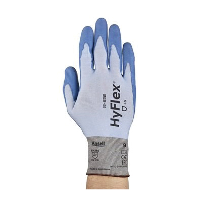 HyFlex&reg; 11-518-10 Light Duty Cut-Resistant Gloves, XL, Polyurethane Coating, Dyneema&reg; Fiber/Nylon/Polyurethane/Spandex&reg;, Knit Wrist Cuff, Resists: Abrasion, Cut, Puncture and Tear, ANSI Cut-Resistance Level: A2, Right/Left Hand