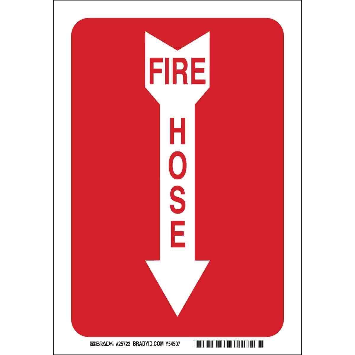 Brady&reg; Prinzing&reg; V1FE15A Rectangular V-Style Fire Extinguisher Sign, 6 in H x 8 in W, White on Red, Acrylic, Fastened Mount