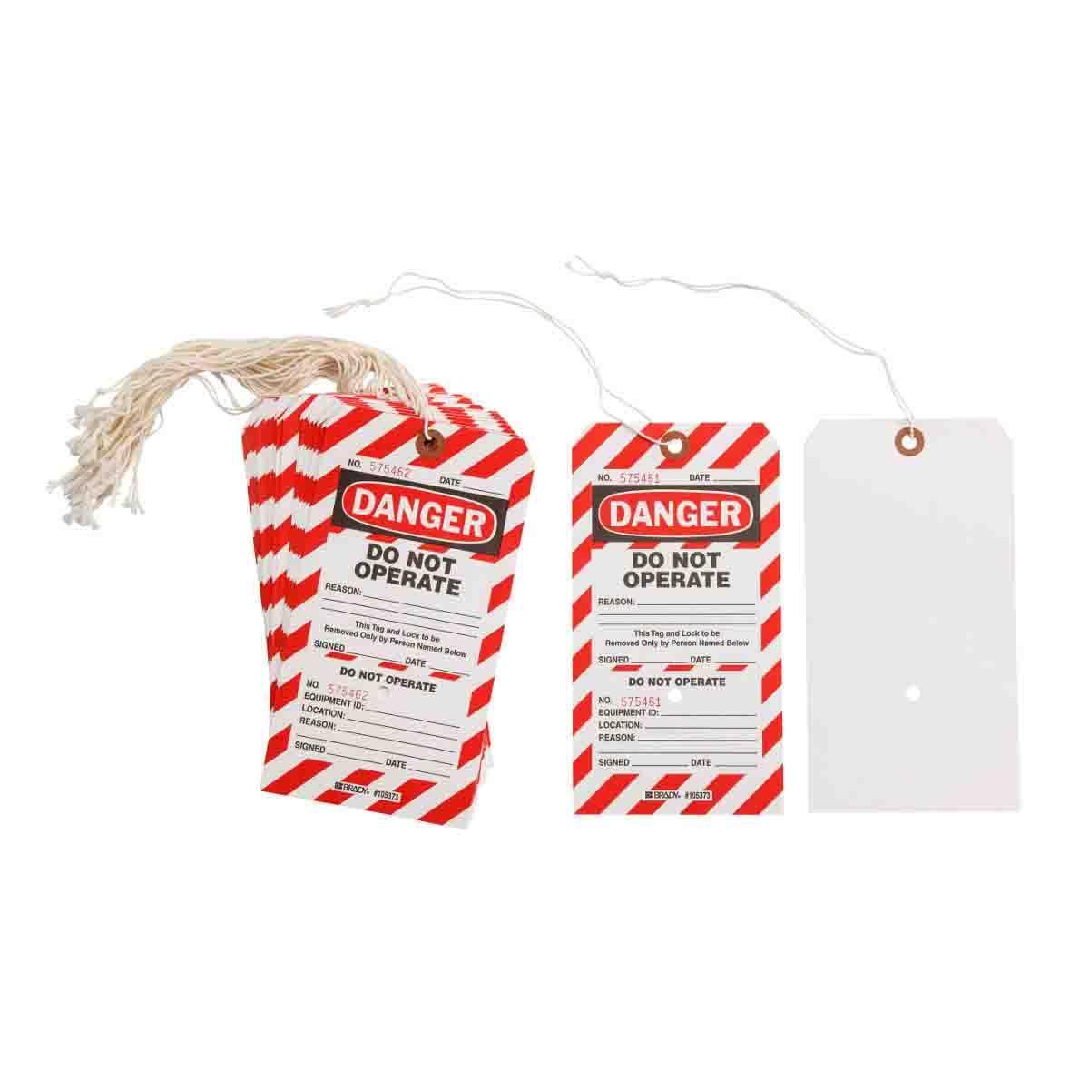 Brady&reg; 86758 1-Sided Rectangular Write-On Production Status Tag, 3 in H x 5-3/4 in W, Black on Yellow, 3/8 in Hole, B-853 Cardstock