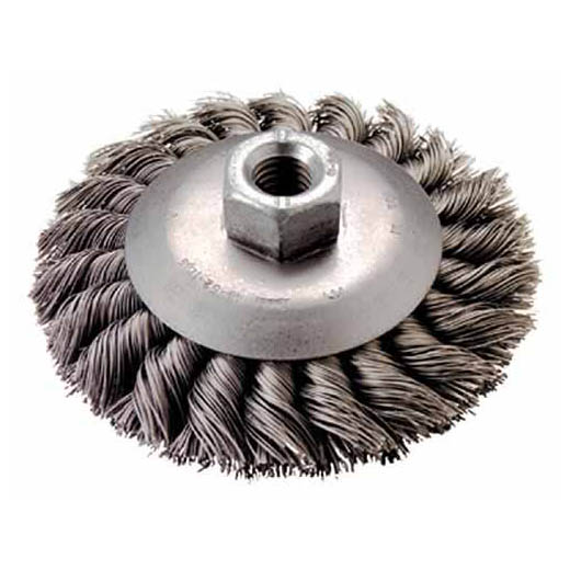 Milwaukee® 48-52-5010 Wheel Brush, 4 in Dia Brush, 3/16 in W Face, 0.023 in Dia Stringer Bead Knot Filament/Wire, 5/8-11 Arbor Hole