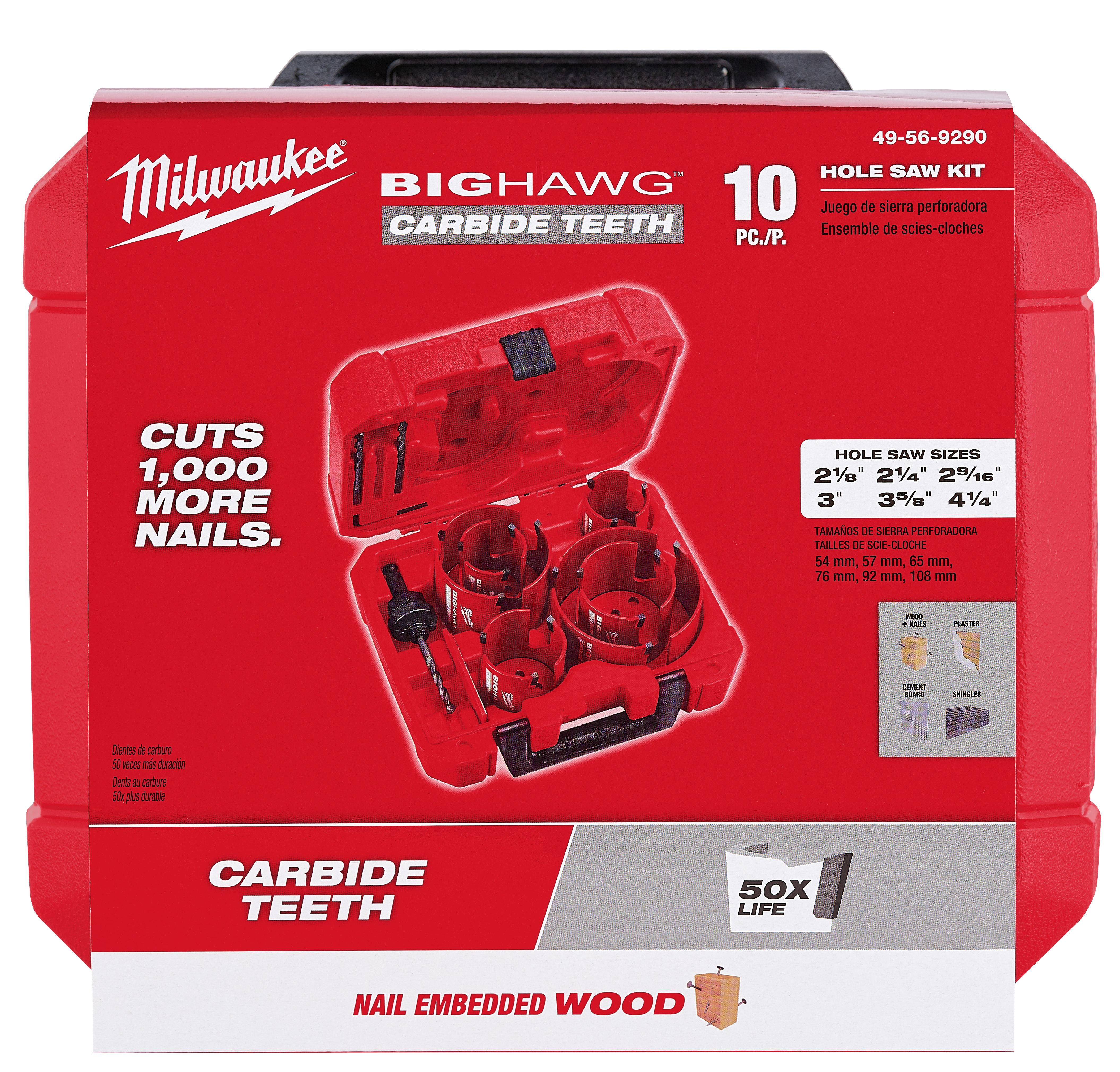 Milwaukee® BIG HAWG™ 49-56-9290 Hole Saw Kit, 10 Pieces, Carbide