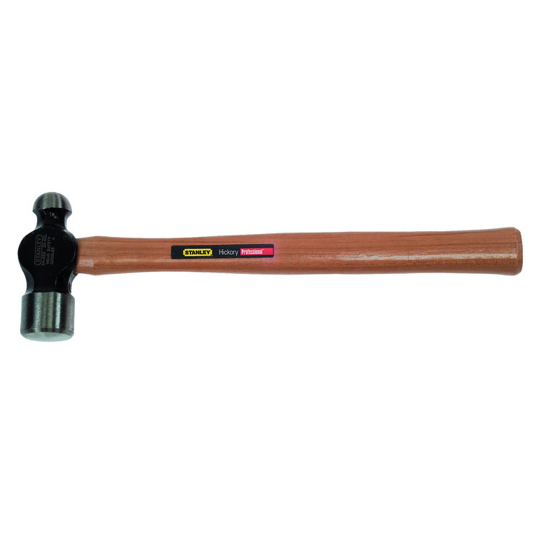 Stanley® 54-024 Ball Pein Hammer, 15 in OAL, 24 oz Forged High Carbon Steel Head, Hickory Wood Handle