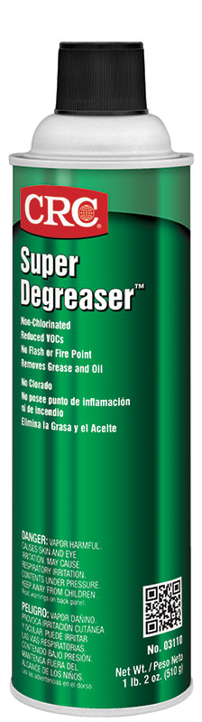 CRC&reg; 03110 Super Degreaser&trade; Halogenated Base Non-Chlorinated Non-Flammable Cleaner/Degreaser, 20 oz Aerosol Can, Liquid, Clear, Strong