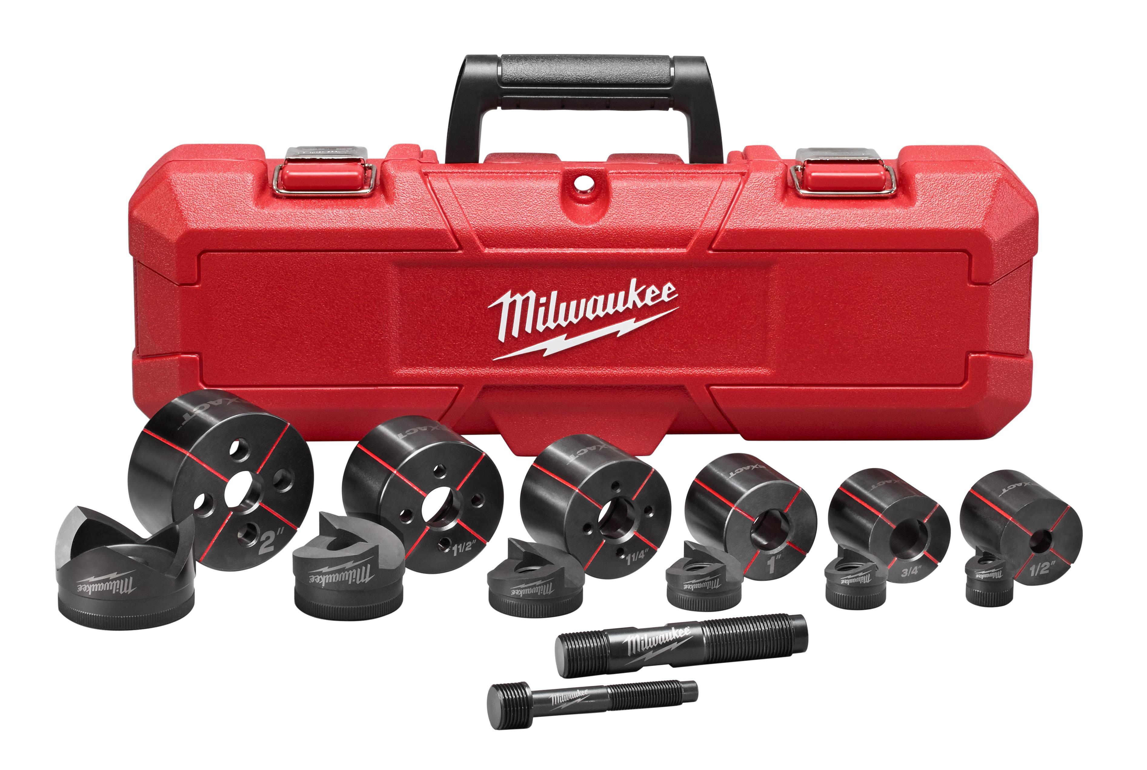 Milwaukee® M18™ Exact™ 49-16-2692 Knockout Punch Set, 10 ga Mild Steel Capacity, 10 Pieces, 1/2 to 1-1/4 in Conduit/Pipe, Mild Steel