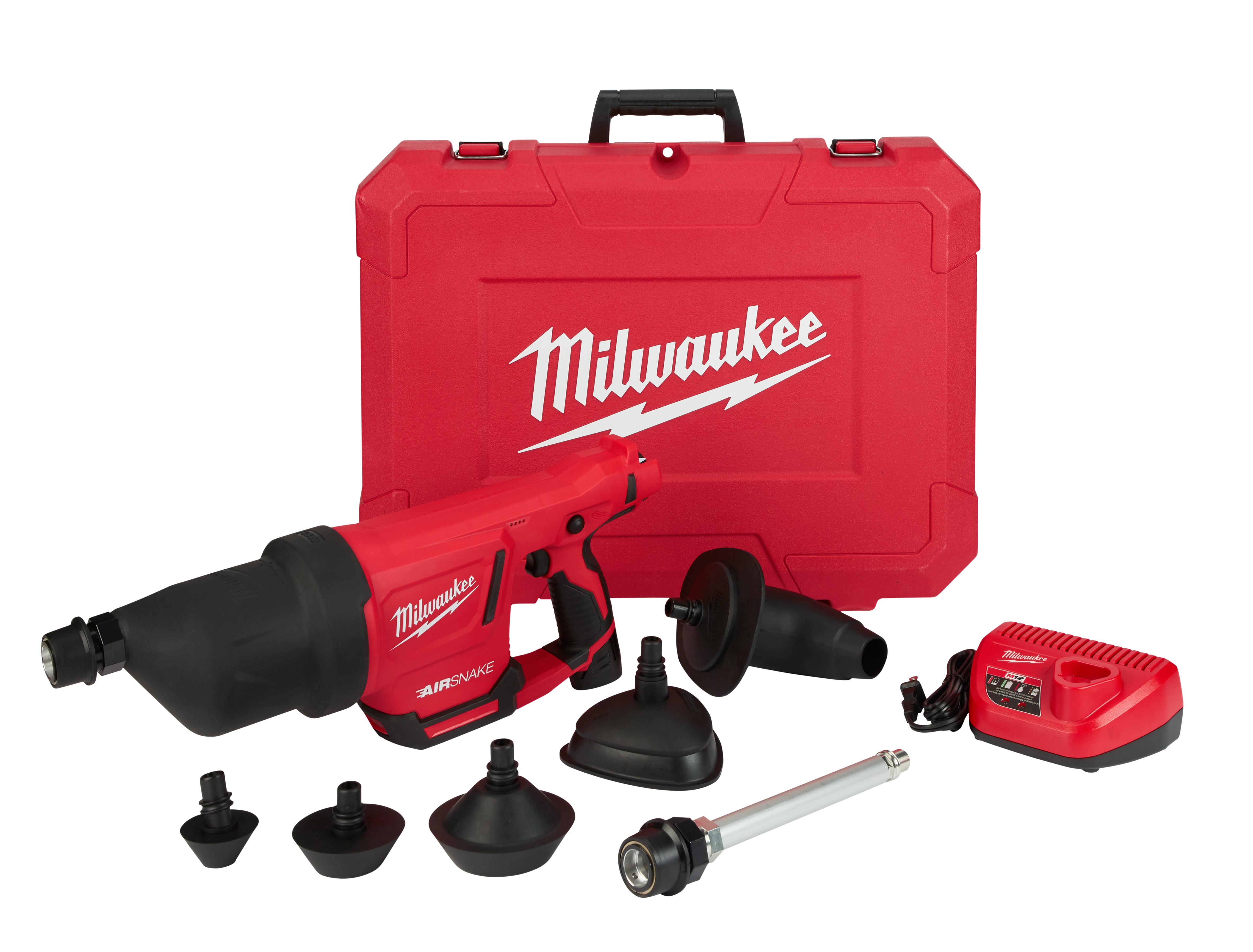 Milwaukee® 2571-21 Cordless Drain Snake Kit, 1-1/4 to 2-1/2 in Drain Line, 25 ft Max Run, 12 VDC, Metal Housing