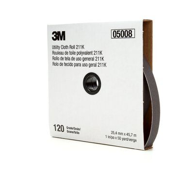 product 3M™ Utility Cloth Roll 211K, 180 J-weight, 1 in x 50 yd, Full-flex, 5 ea/Case
