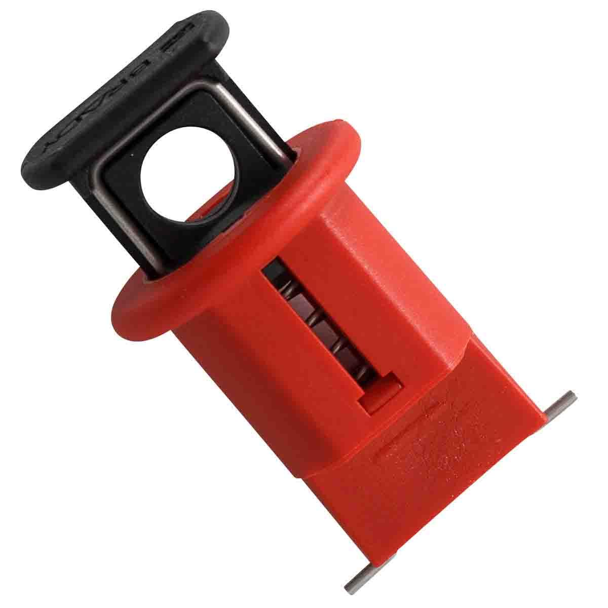 product Brady® 65321 1-Pole Clamp-On Electrical Risk Oversized Circuit Breaker Switch Lockout Device, For Use With Up to 2-1/4 in W x 7/8 in THK 1-Pole Circuit Breaker, 1 Padlocks, 0.31 in Dia Max Padlock Shackle, Nylon/LOTO-39 Polypropylene, Red