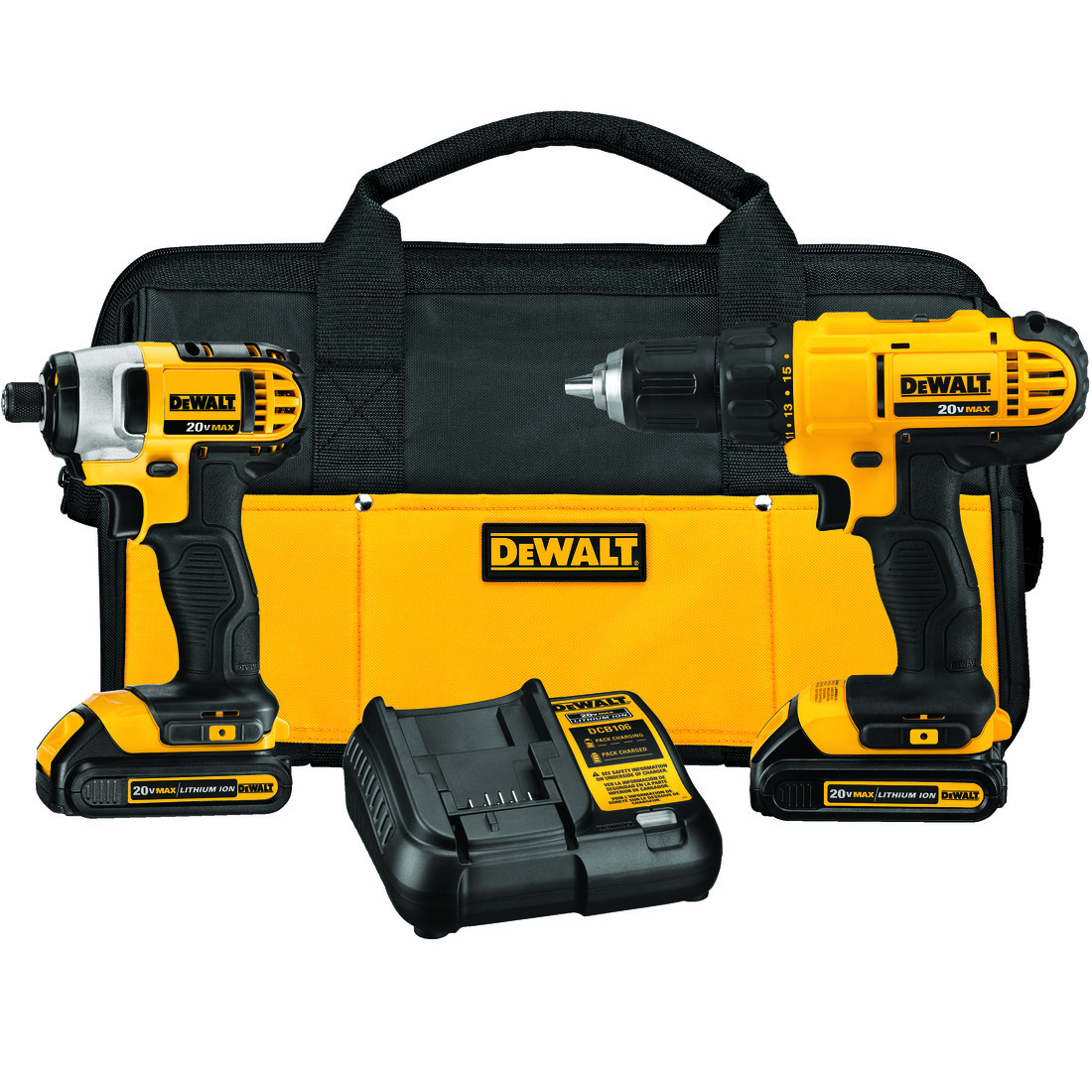 DeWALT&reg; DCK294P2 Hammer Drill/Reciprocating Saw Kit, 20 V DC, 5 Ah Li-Ion Battery