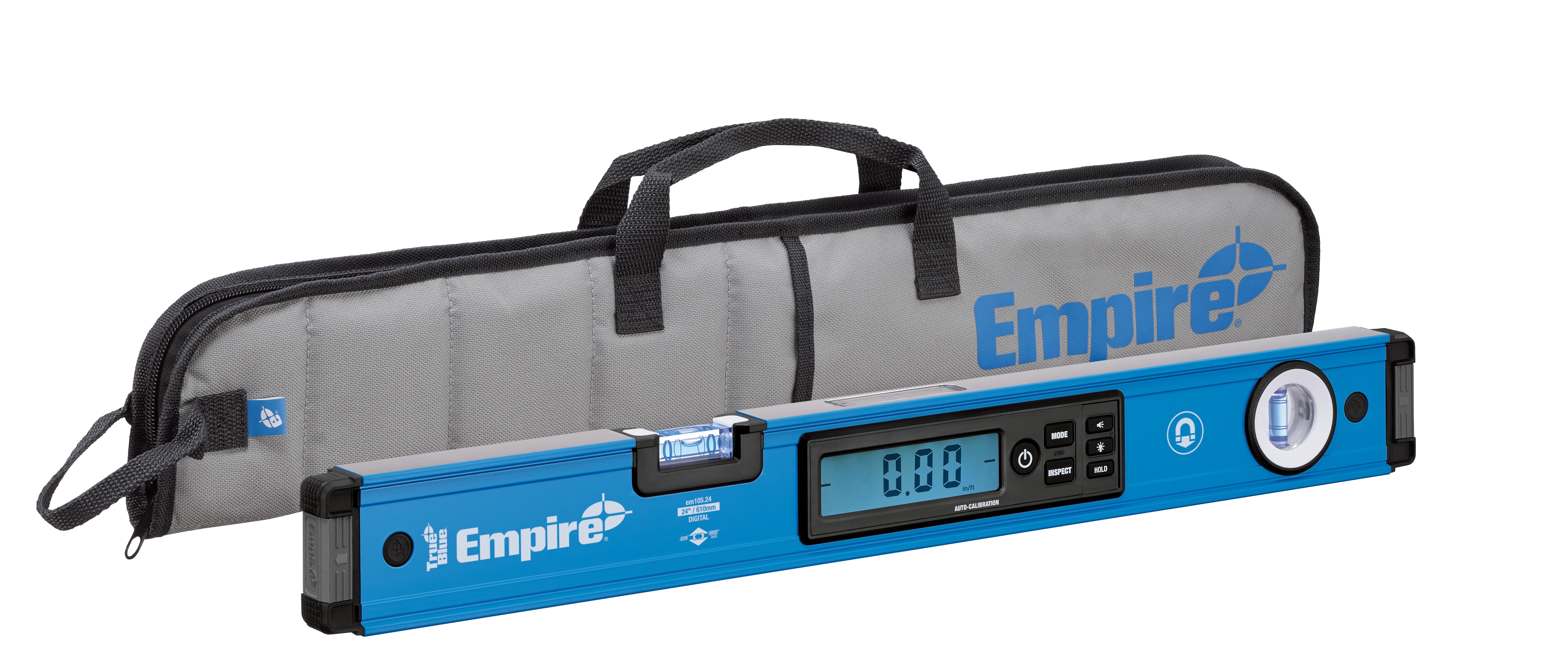 Empire® True Blue® EM55.48 Heavy-Duty Magnetic I-Beam Level, 48 in L, 3 Vials, Aluminum, (1) Level/(2) Plumb Vial Position, 0.0005 in Accuracy