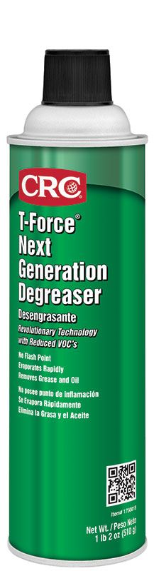 CRC&reg; T-Force&reg; 1750016 Next Generation Non-Flammable Degreaser, 20 oz Can, Slight Ethereal Odor/Scent, Clear, Liquid Form