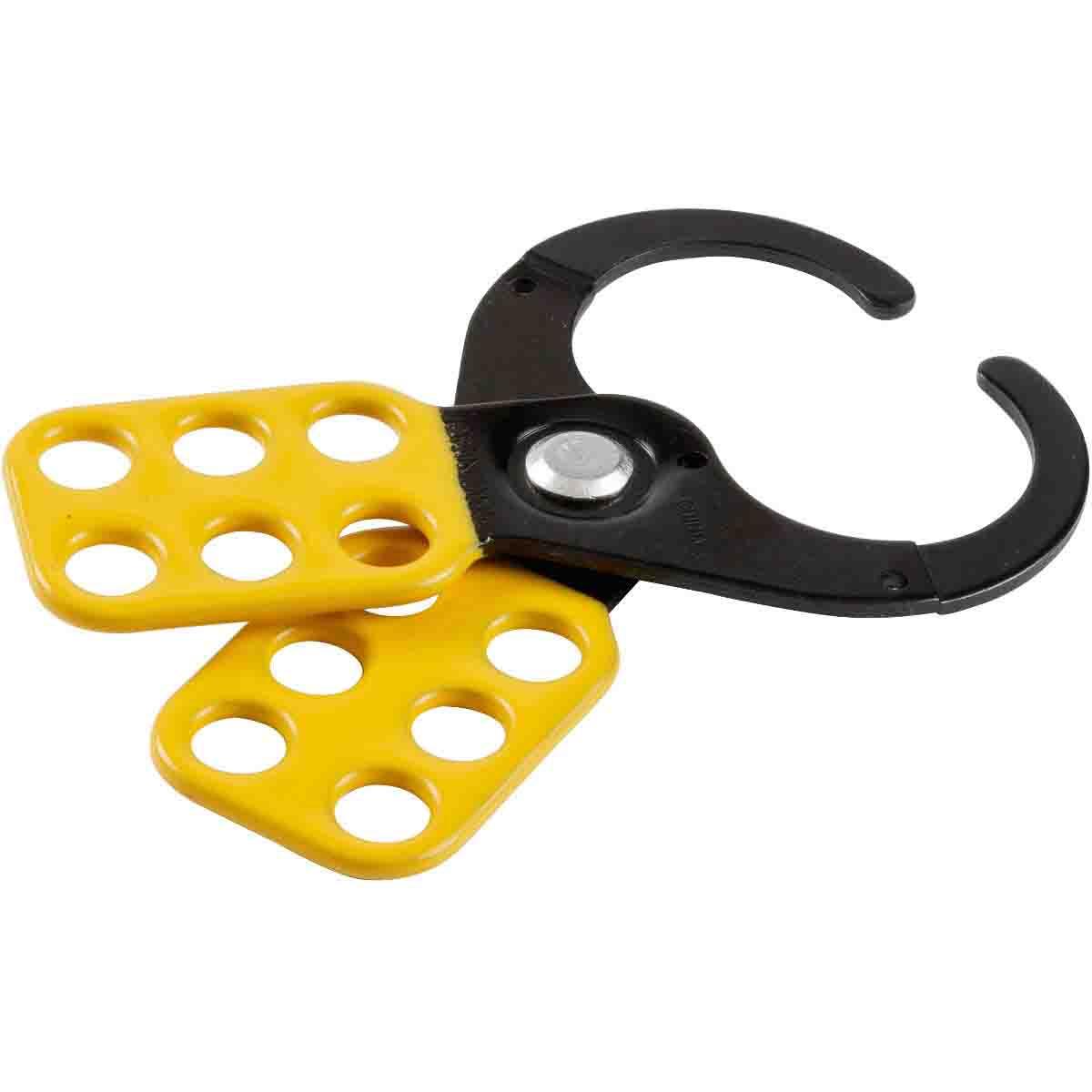 Master Lock® 418 Heavy Duty Lockout Hasp, 4 Padlocks, 9/32 in Max Dia Padlock Shackle, Steel