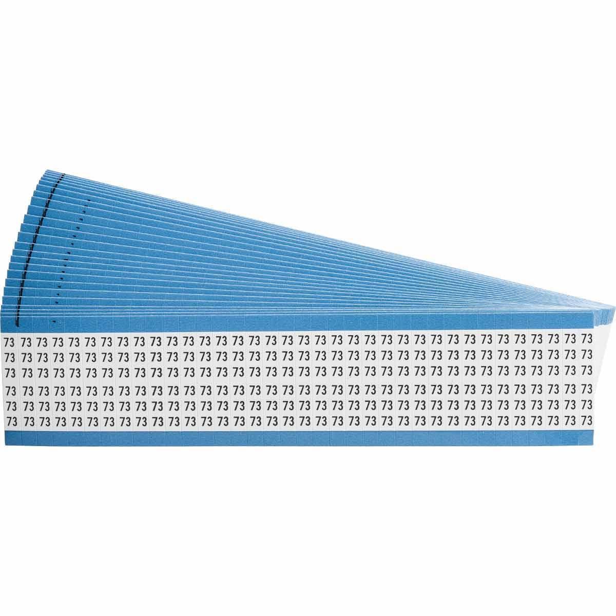 Brady&reg; WM-281-PK WM Series Die-Cut Pre-Printed Solid Number Wire Marker Card, 1/4 in W, Black on White, B-500 Repositionable Vinyl Coated Fabric, 25 Markers per Card