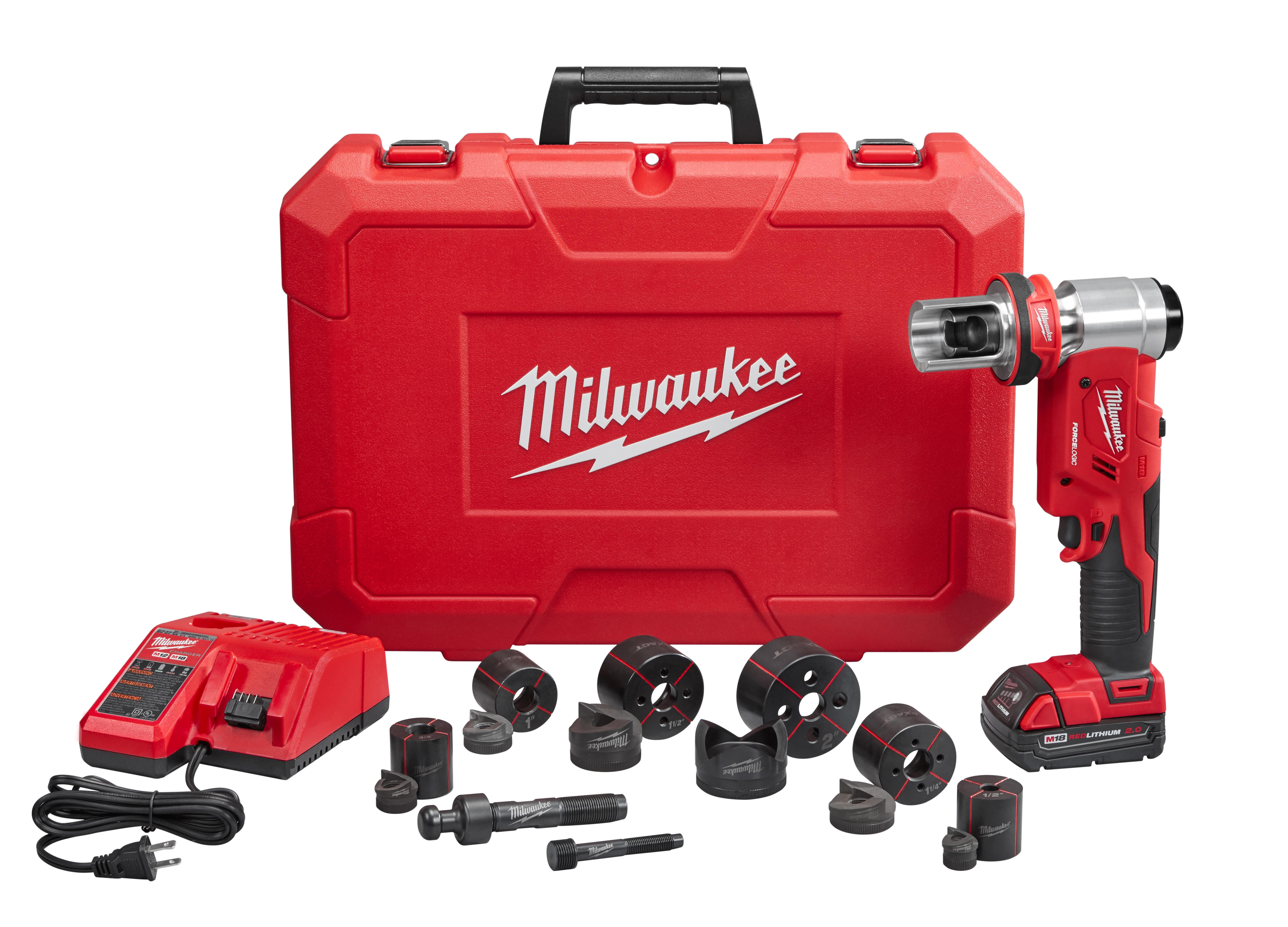 Milwaukee® M18™ 2676-23 High Capacity Knockout Tool Kit, 1/2 to 4 in Mild Steel/Stainless Steel Max Cutting, 13.63 in OAL