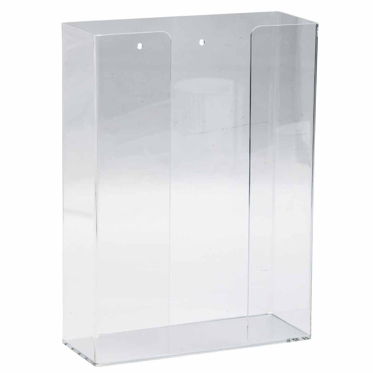 Brady® GD02 Double Box Glove Dispenser, 2-Compartment, Surface/Wall Mount, Hinged Top Dispensing, Acrylic Glass, Clear