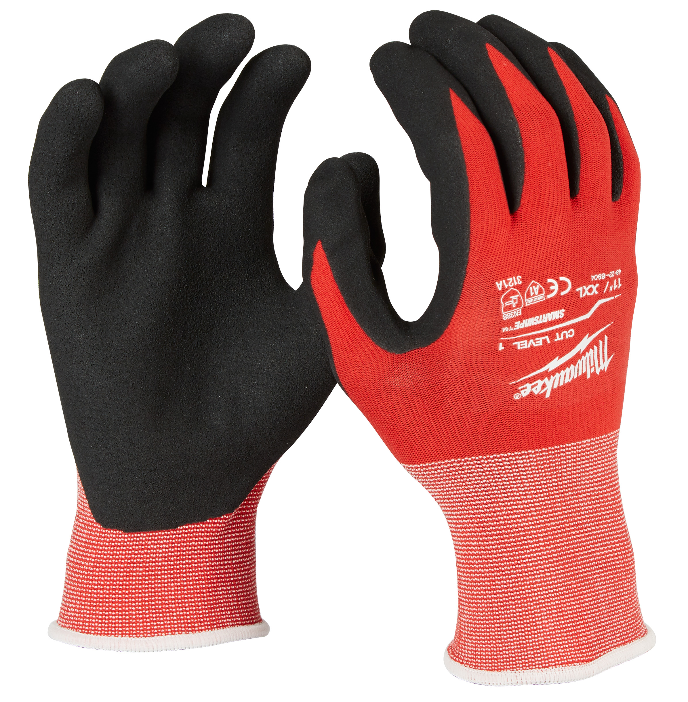 Milwaukee® 48-22-8904 Breathable Unisex Gloves, 2XL, Nylon/Lycra Blend, Knit Cuff, Resists: Cut and Puncture, ANSI Cut-Resistance Level: A1, ANSI Puncture-Resistance Level: 1