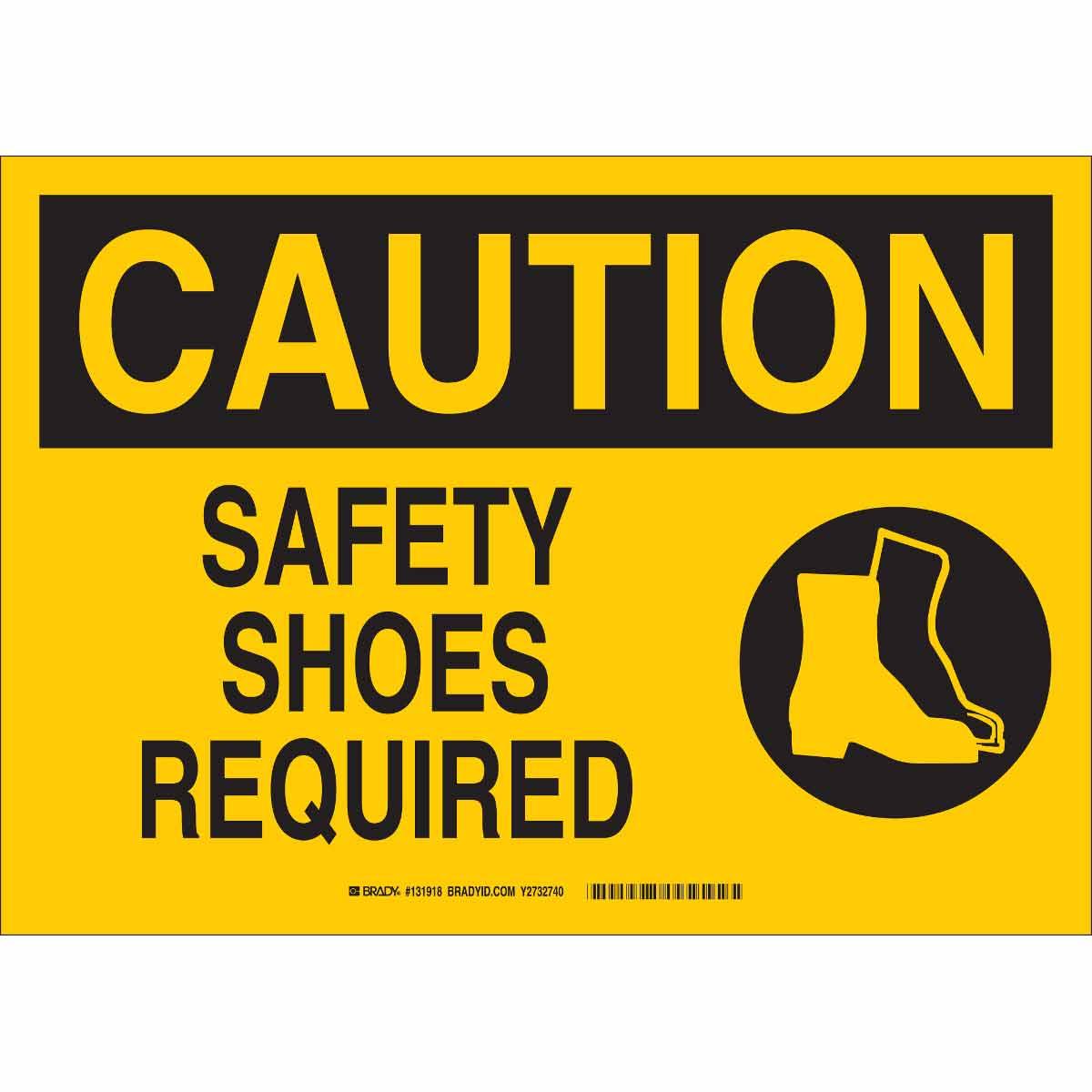 Brady&reg; 25464 High Impact Rectangular Personal Protection (PPE) Sign, CAUTION, 7 in H x 10 in W, Black on Yellow, B-401 Polystyrene, Fastened Mount