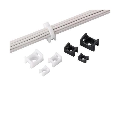 Panduit® ABM4H-A-L Cable Tie Mount, 4-Way, Rubber Adhesive Tape Mount, 0.35 in W Tie, Nylon 6.6, White