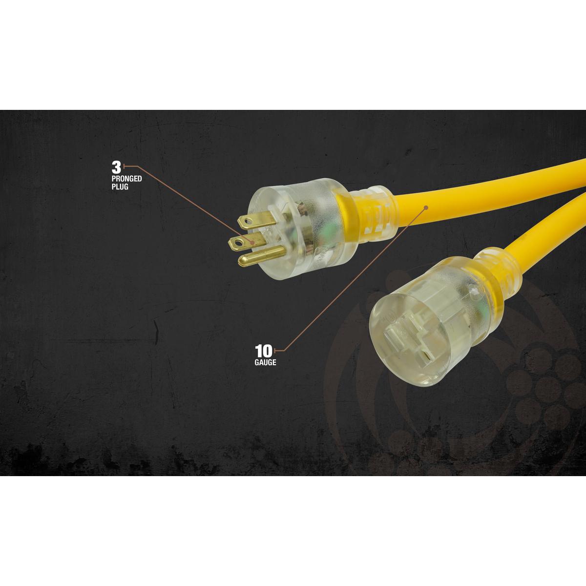 Southwire&reg; Polar/Solar&reg; 1789SW0002 Type SJEOW Insulated All Purpose Extension Cord With Power Indicator Light, 125 V AC, (3) 10 AWG Bare Copper Conductor, 100 ft L