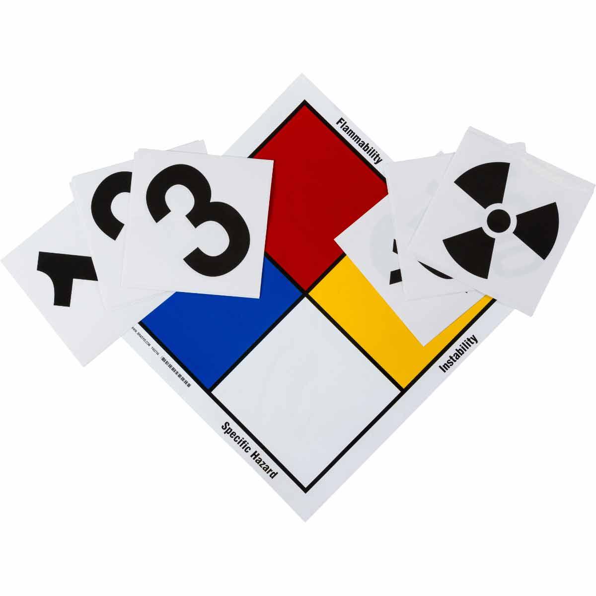 product NMC™ HMS15A NFPA Hazardous Material Sign, Square, 15 in WD X 15 in HT, Blue/Red/White/Yellow, Aluminum