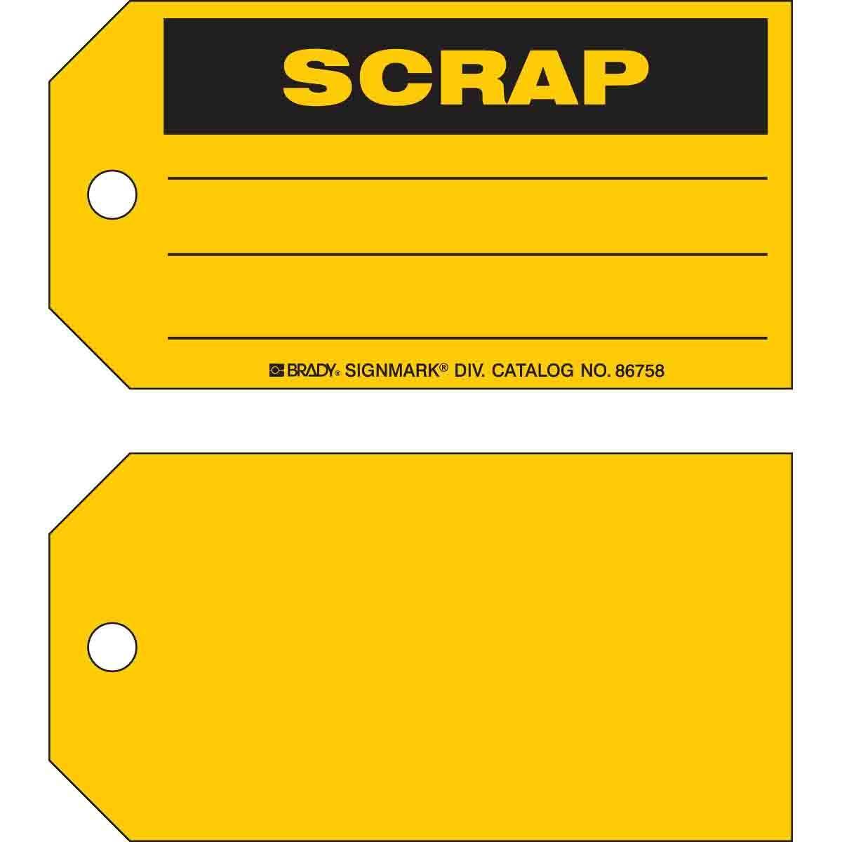 Accuform&reg; TAR724 Tags By-The-Roll&trade; Safety Tag, 6-1/4 in H x 3 in W, Yellow, 3/8 in Hole, Cardstock