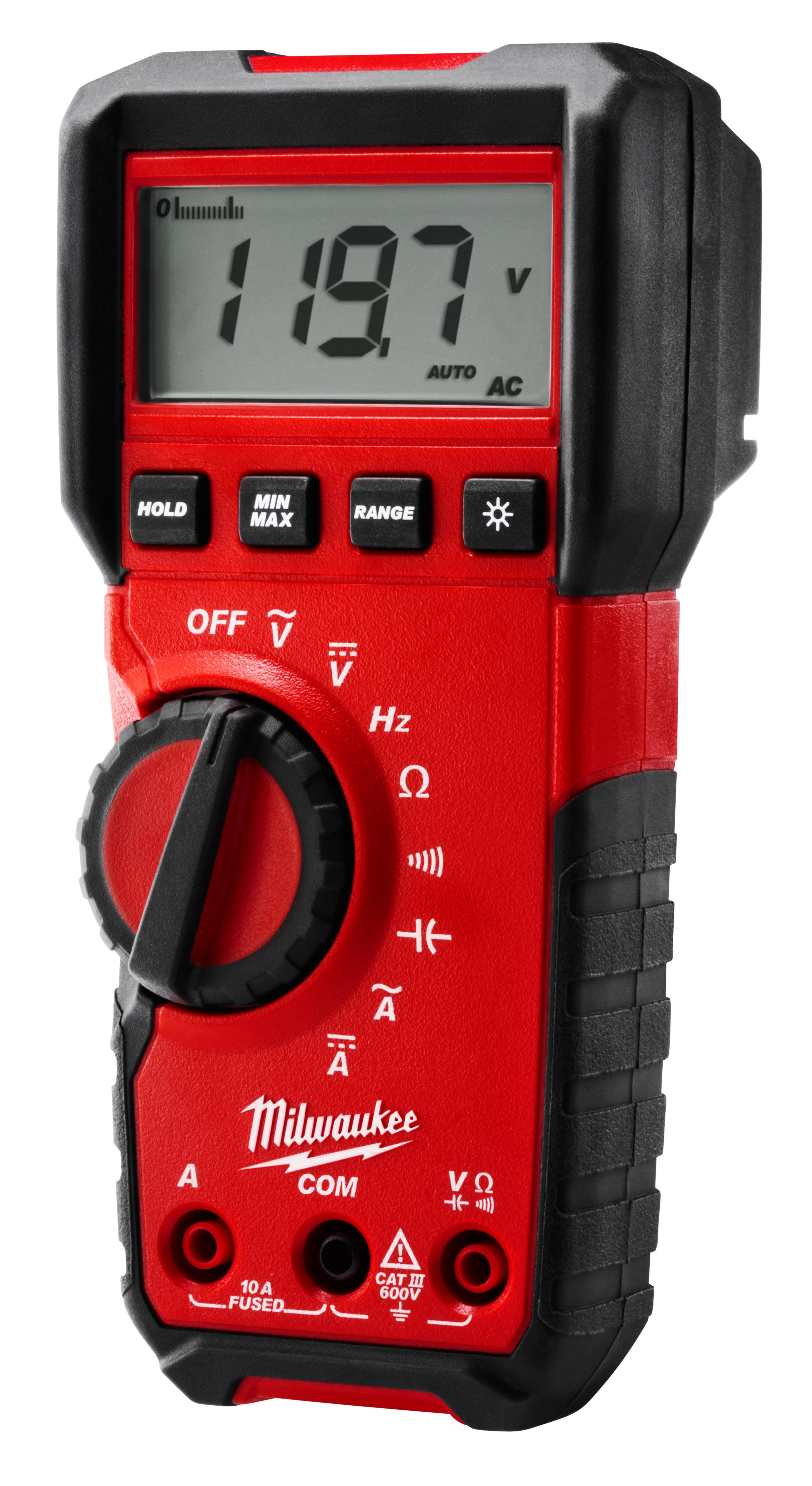 Milwaukee® 2206-20NST Dial Switch Fork Meter, 200 A 1000 VAC, 40 mOhm, 50/60 Hz, 5/8 in Jaw, Reverse Black LCD Display