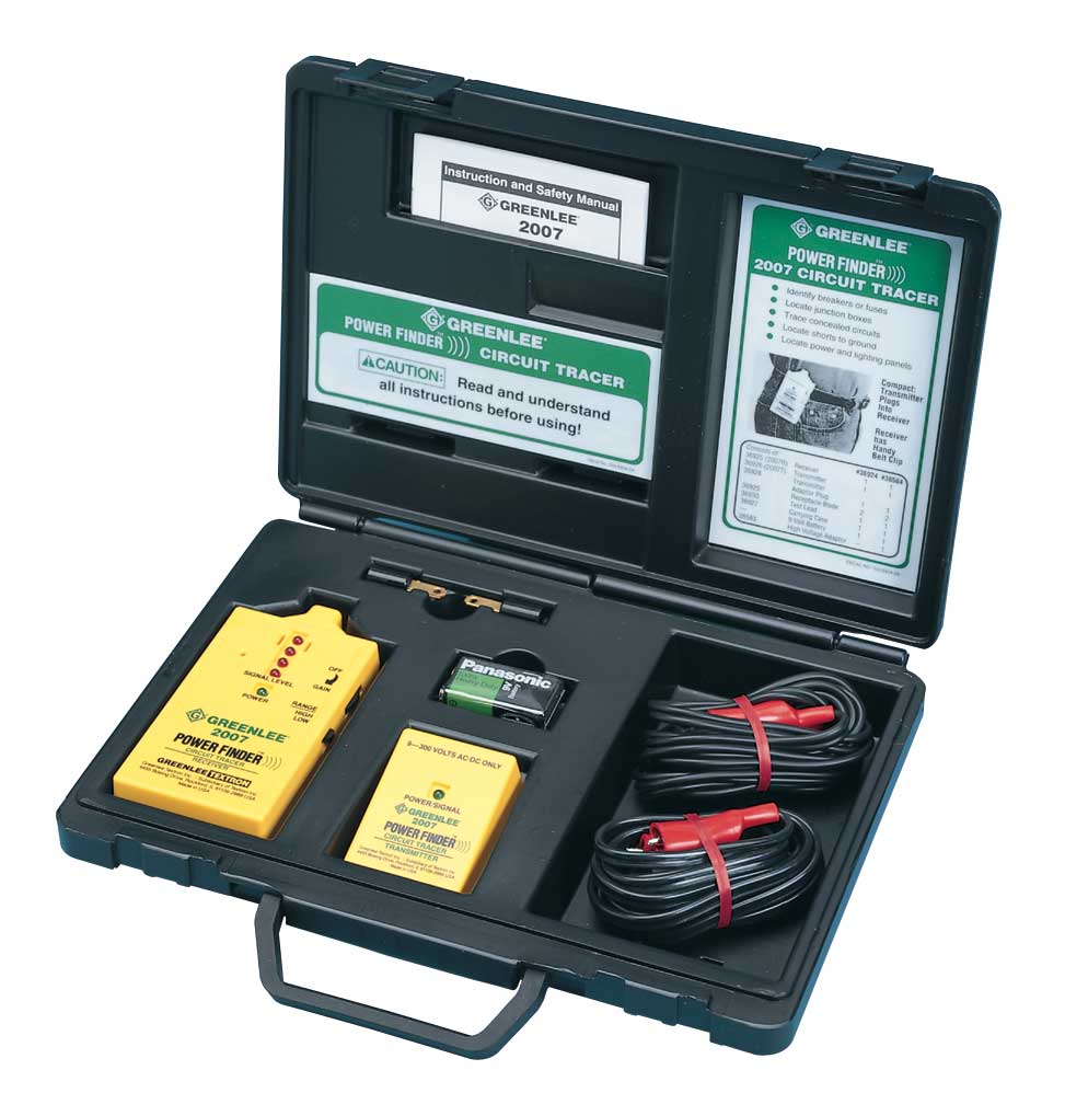 Greenlee&reg; Power Finder&trade; 2007 Closed Circuit Tracer Kit, 6.5 km Measuring, 9 V DC Battery