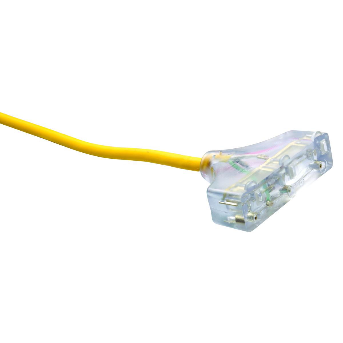 Polar/Solar&reg; 3487SW0002 Type SJEOOW Heavy Duty Trisource Extension Cord With Lighted End, 15 A at 125 V AC, 25 ft L Cord, 3 Conductors