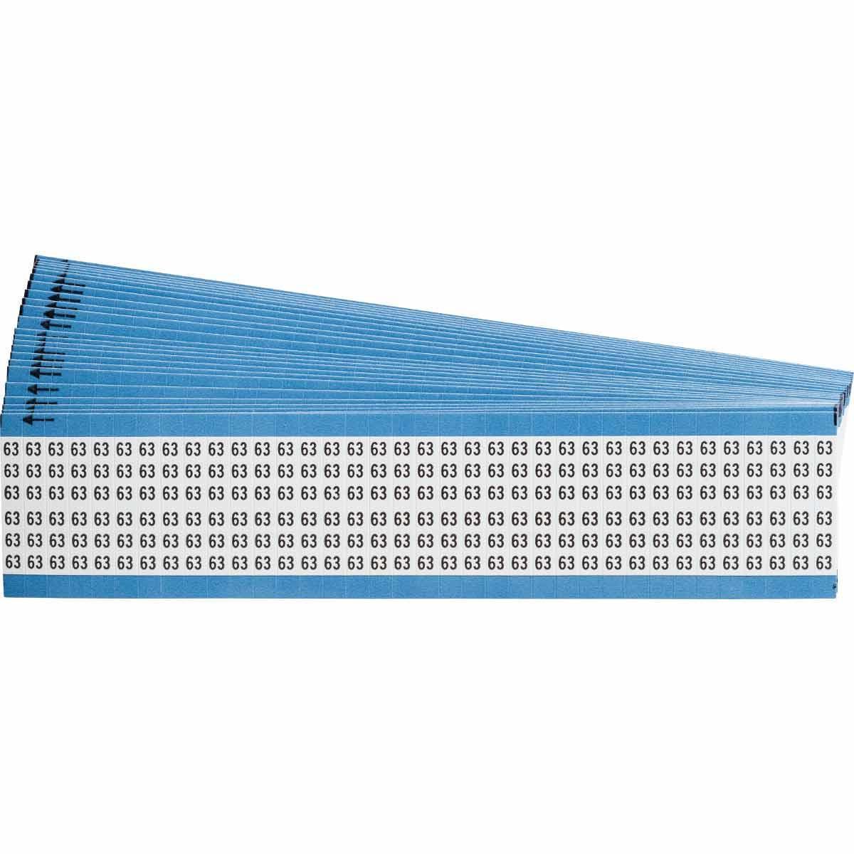 Brady&reg; WM-83-PK WM Series Pre-Printed Solid Number Wire Marker Card, 1/4 in W, Black on White, B-500 Repositionable Vinyl Coated Fabric, 36 Markers per Card