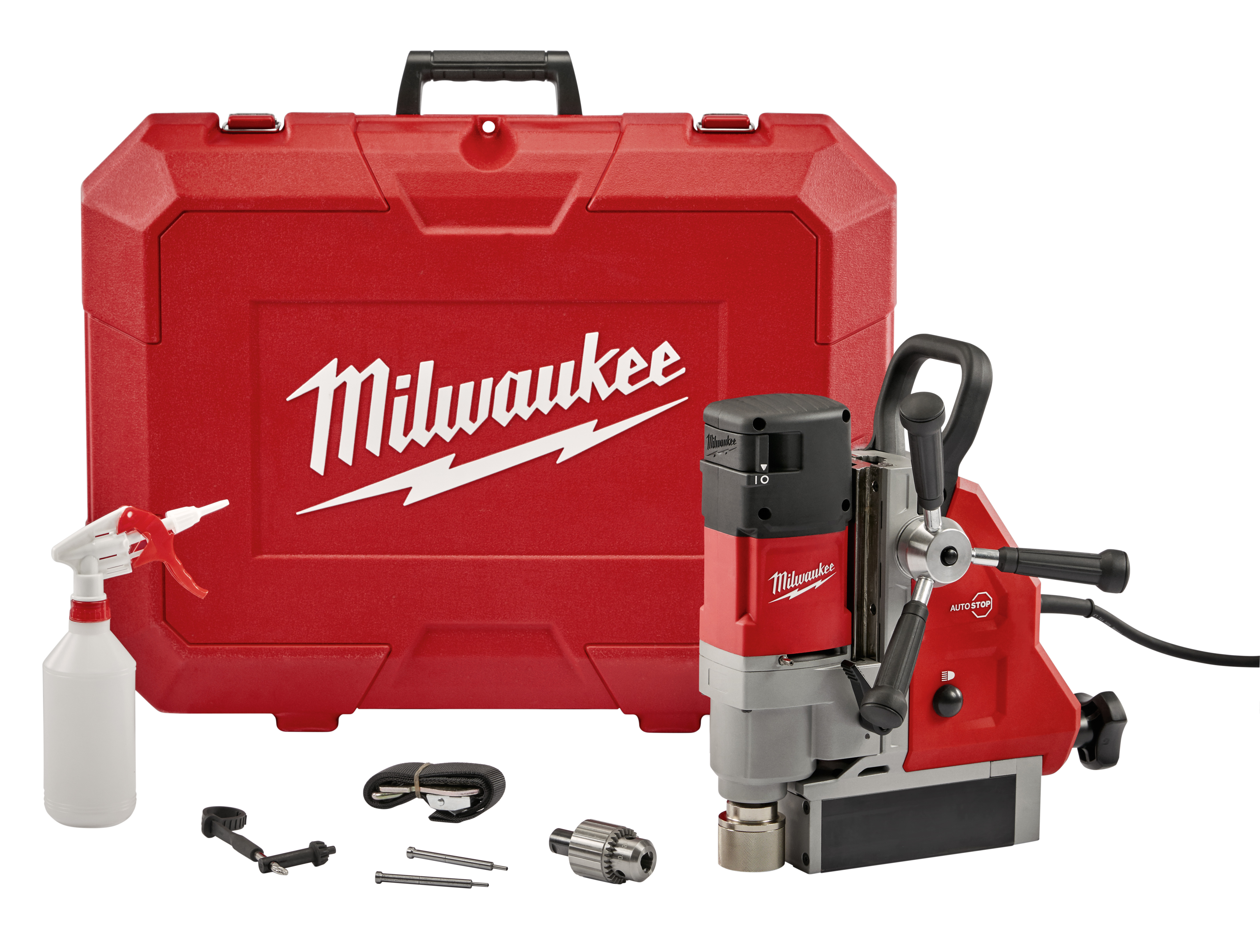 Milwaukee® 4272-21 Compact Electromagnetic Drill Kit, 3/4 in Chuck, 2.3 hp, 1-1/4 in Drill to Center From Base, 475/730 rpm Spindle Speed, 120 VAC
