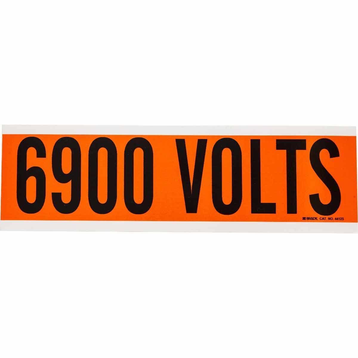 Brady&reg; 44204 B Style Rectangular Removable Rubber-Based Adhesive Conduit and Voltage Marker, 4-1/8 in W x 4-1/8 in L, 120 VOLTS Legend, Black Legend, Orange Background, B-498 Vinyl Coated Fabric