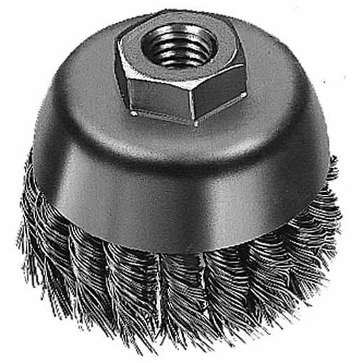 Milwaukee® 48-52-1600 Cup Brush, 6 in Dia Brush, 5/8-11 Arbor Hole, 0.014 in Dia Filament/Wire, Crimped, Carbon Steel Fill