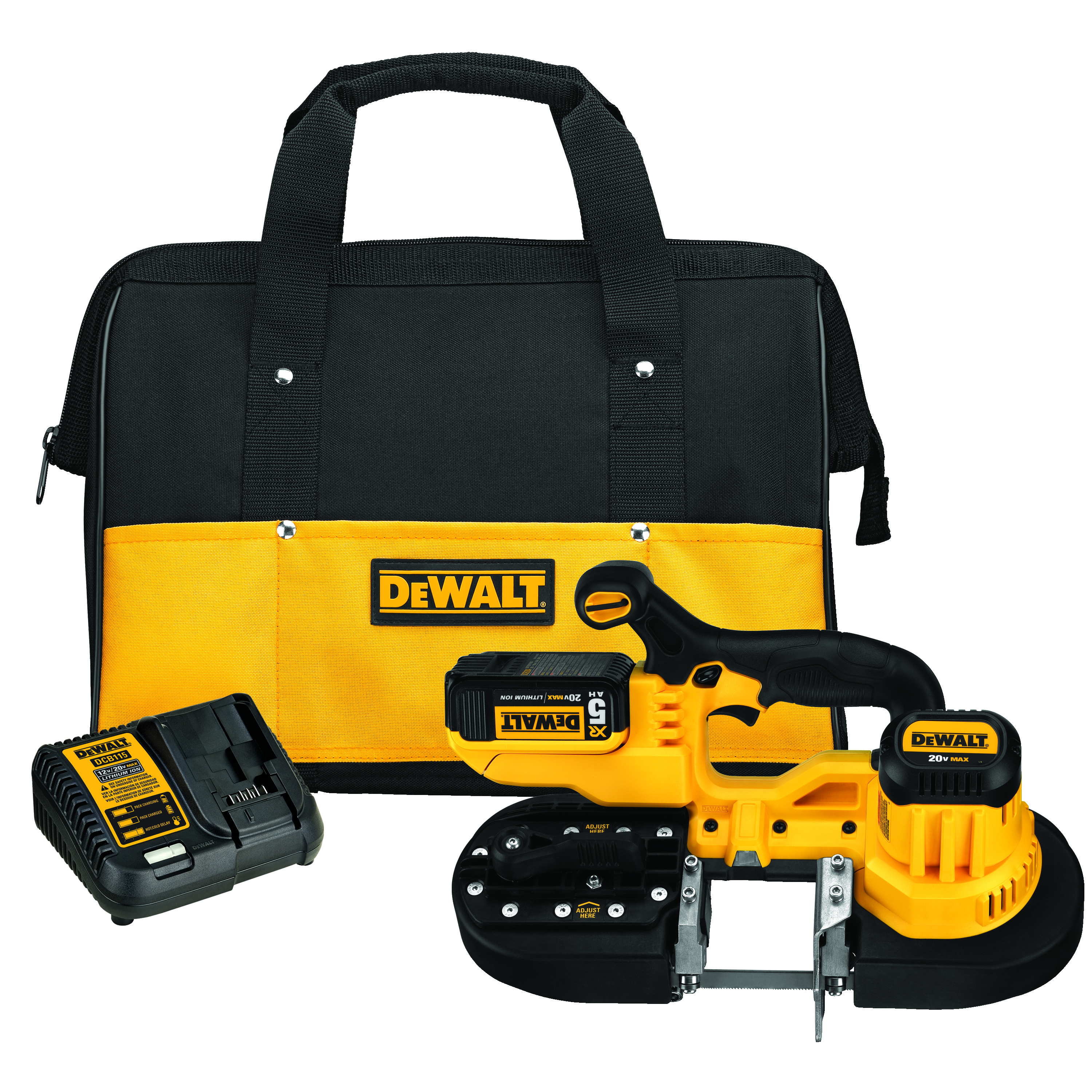 product Milwaukee® 6238-21 Deep Cut Double Insulated AC/DC Band Saw Kit, 5 x 5 in Cutting, 44.875 in L x 0.5 in W x 0.02 in THK Blade, 120 VAC