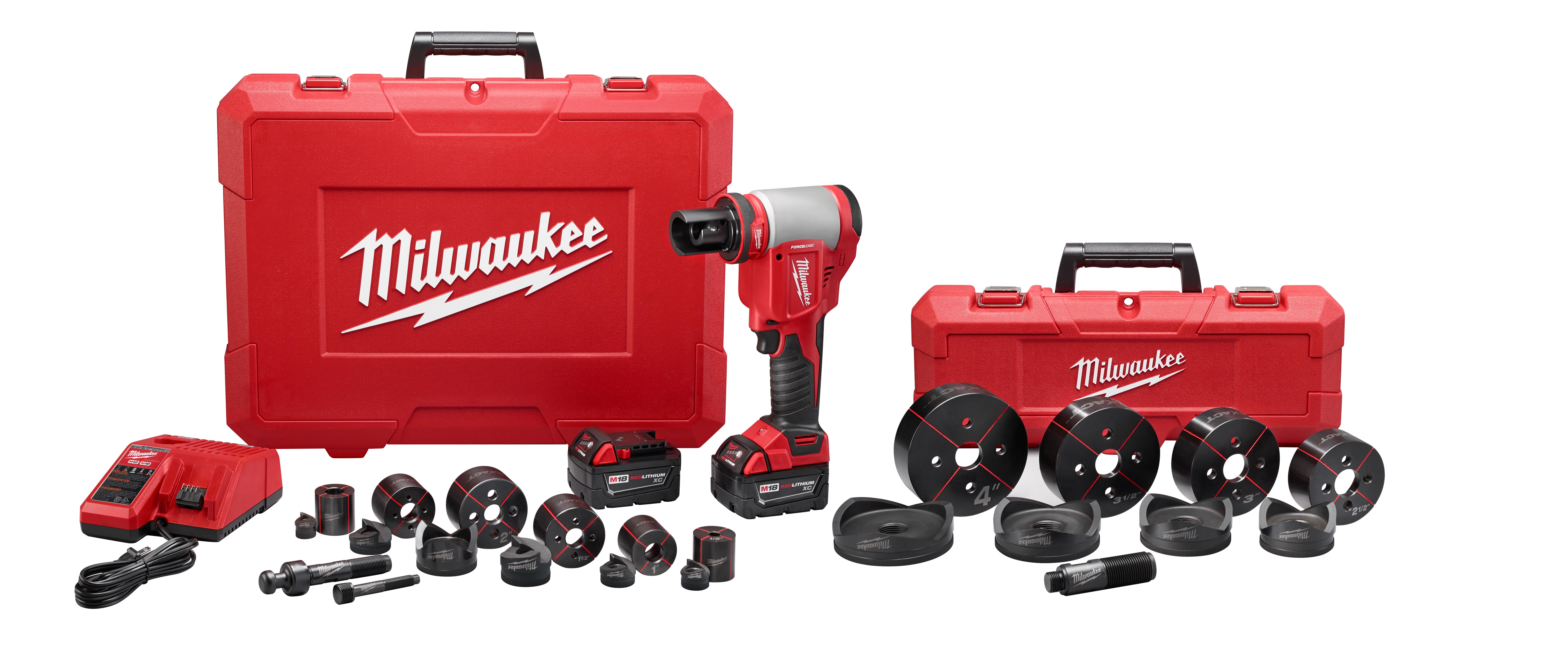 Milwaukee® M18™ 2676-22 Knockout Tool Kit, 1/2 to 4 in Mild Steel/Stainless Steel Max Cutting, 13.63 in OAL